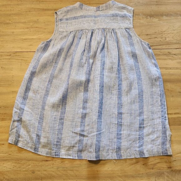 C&C California Top Women's 100% Linen Striped Sleeveless Summer Beach Shirt Sz M - Picture 4 of 5